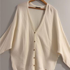 Women's Cream Button-Up Sweater